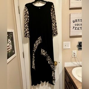 Leopard Print Black Dress